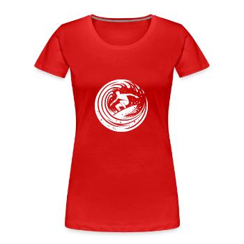 Surfeur cool surfant dans la vague - T-shirt bio Premium Femme - rouge - Devant - Mia (176cm)