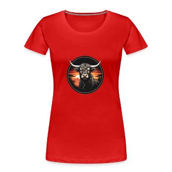 Les bovins écossais des Highlands aiment mes Highlands - T-shirt bio Premium Femme - rouge - Devant - Mia (176cm)