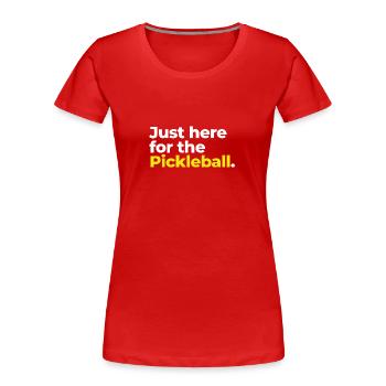 Pickelball Tee, Modern Minimalist - Women's Premium Organic T-Shirt - red - Front - Mia (176cm)