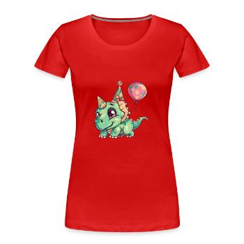 Dinosaurier triceratops Geburtstag Baby - Frauen Premium Bio T-Shirt - Rot - Vorne - Mia (176cm)