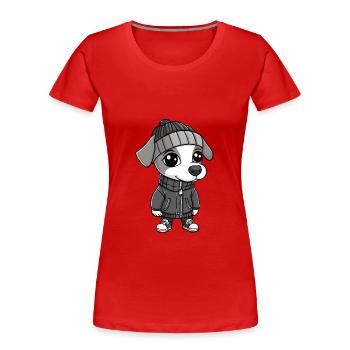 Whippet Hund Winter - Frauen Premium Bio T-Shirt - Rot - Vorne - Mia (176cm)