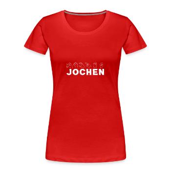 Langue des signes Jochen - T-shirt bio Premium Femme - rouge - Devant - Mia (176cm)