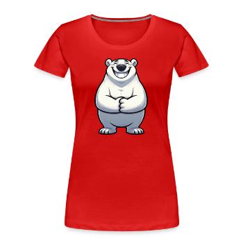 Zufriedener Eisbär Comic Nordpol Stolz Cool - Frauen Premium Bio T-Shirt - Rot - Vorne - Mia (176cm)