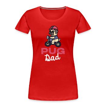 Pug Dad Biker Hund Papa Geschenk Pugs - Frauen Premium Bio T-Shirt - Rot - Vorne - Mia (176cm)