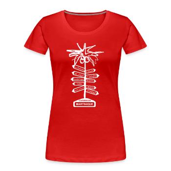 PALMIERS ET PANNEAUX LA MARTINIQUE - T-shirt bio Premium Femme - rouge - Devant - Mia (176cm)