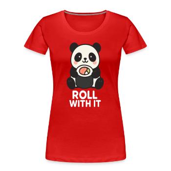 Panda mignon avec motif sushi - T-shirt bio Premium Femme - rouge - Devant - Mia (176cm)