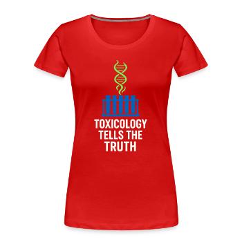Chimiste légiste Laboratoire de criminalistique Toxicologie - T-shirt bio Premium Femme - rouge - Devant - Mia (176cm)