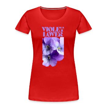 Violet Pansy Floral Design - Women's Premium Organic T-Shirt - red - Front - Mia (176cm)