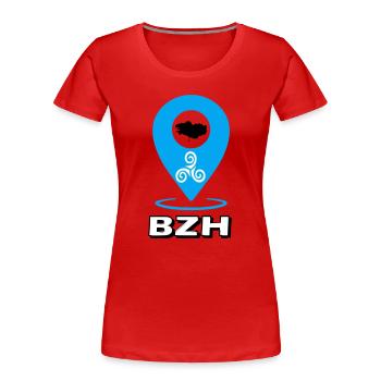 Triskel Breizh Blue - Women's Premium Organic T-Shirt - red - Front - Mia (176cm)