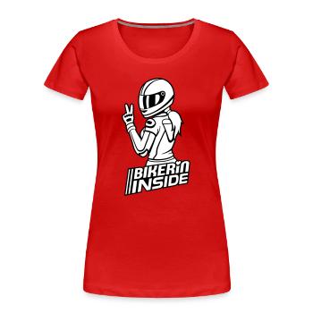 Motard à l’intérieur (les couleurs peuvent être changées) - T-shirt bio Premium Femme - rouge - Devant - Mia (176cm)