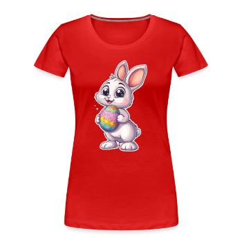 Chemise de Pâques mignonne Lapin de Pâques Cool - T-shirt bio Premium Femme - rouge - Devant - Mia (176cm)