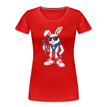 Bunny with Puerto Rico Hoodie Music - T-shirt bio Premium Femme - rouge - Devant - Mia (176cm)