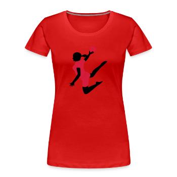 Handballerin 2farbig - Frauen Premium Bio T-Shirt - Rot - Vorne - Mia (176cm)