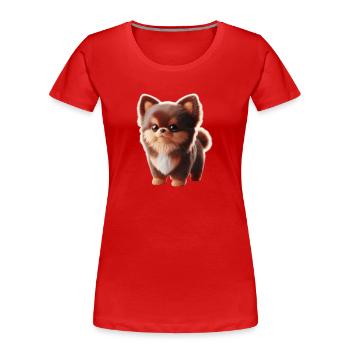 Süßer kleiner Hund - Frauen Premium Bio T-Shirt - Rot - Vorne - Mia (176cm)
