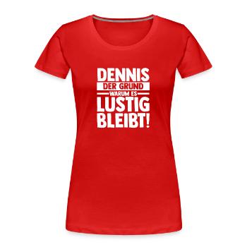 Prénom Dennis - T-shirt bio Premium Femme - rouge - Devant - Mia (176cm)