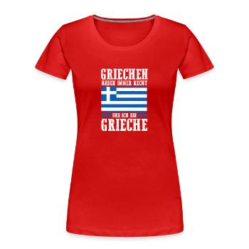 Grecs Grèce - T-shirt bio Premium Femme - rouge - Devant - Mia (176cm)