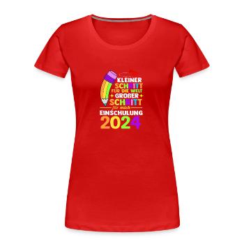 Inscription des écoliers de 1ère année pour la rentrée scolaire - T-shirt bio Premium Femme - rouge - Devant - Mia (176cm)