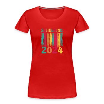 Inscription de la rentrée scolaire des écoliers de 1ère année - T-shirt bio Premium Femme - rouge - Devant - Mia (176cm)