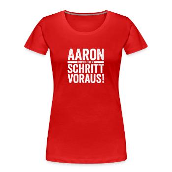 Prénom Aaron - T-shirt bio Premium Femme - rouge - Devant - Mia (176cm)