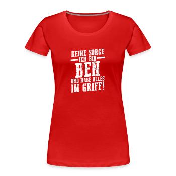 Vorname Ben - Frauen Premium Bio T-Shirt - Rot - Vorne - Mia (176cm)