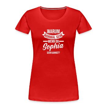 Vorname Sophia - Frauen Premium Bio T-Shirt - Rot - Vorne - Mia (176cm)