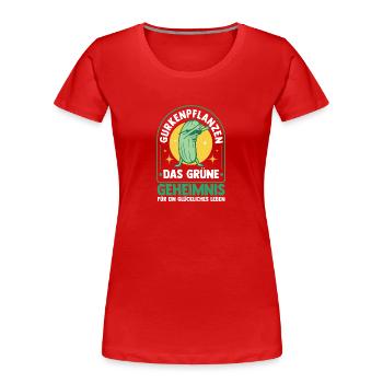 Jardinier Concombre Jardin fermier - T-shirt bio Premium Femme - rouge - Devant - Mia (176cm)