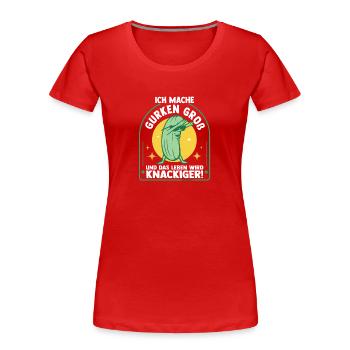 Jardinier Concombre Jardin fermier - T-shirt bio Premium Femme - rouge - Devant - Mia (176cm)