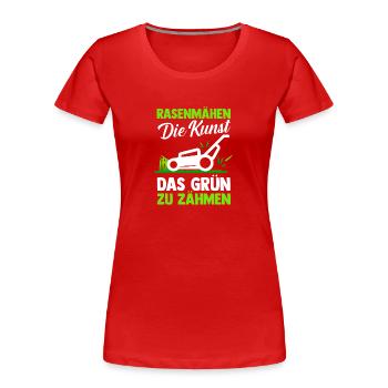 jardinier tondeuse à gazon agriculteur jardin - T-shirt bio Premium Femme - rouge - Devant - Mia (176cm)