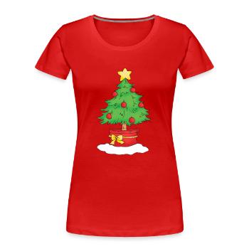 Christmas Tree - Frauen Premium Bio T-Shirt - Rot - Vorne - Mia (176cm)