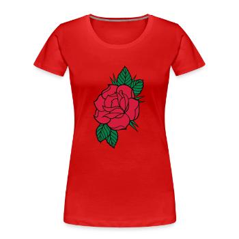 Rose - Dreifarbig - Frauen Premium Bio T-Shirt - Rot - Vorne - Mia (176cm)