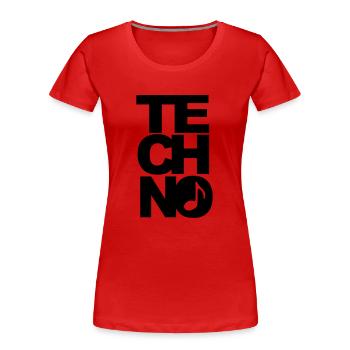 techno - Frauen Premium Bio T-Shirt - Rot - Vorne - Mia (176cm)