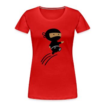 ninja - Frauen Premium Bio T-Shirt - Rot - Vorne - Mia (176cm)