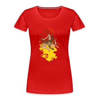 Sizilien Flagge Italien Palermo Trinacria Italia - Frauen Premium Bio T-Shirt - Rot - Vorne - Mia (176cm)