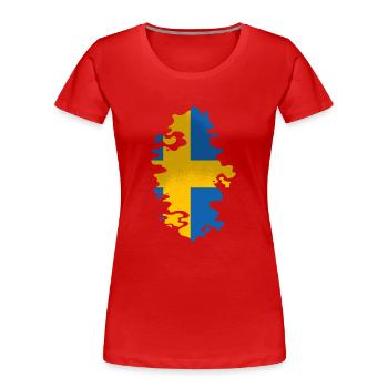Suède Drapeau Scandinavie Drapeau suédois - T-shirt bio Premium Femme - rouge - Devant - Mia (176cm)