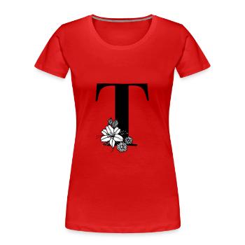 Letter T - Women's Premium Organic T-Shirt - red - Front - Mia (176cm)