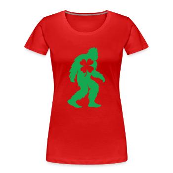 Bigfoot Shamrock Gold Funny St Patrick's - Frauen Premium Bio T-Shirt - Rot - Vorne - Mia (176cm)