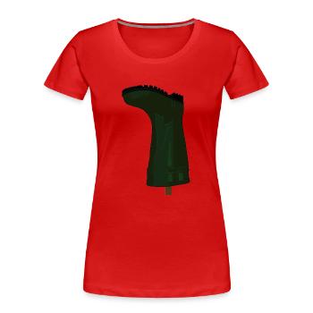 Gummistiefel am Zaunpfahl ist stiller Protest - Frauen Premium Bio T-Shirt - Rot - Vorne - Mia (176cm)