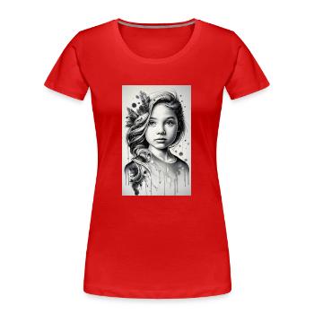 Fille en noir et blanc - T-shirt bio Premium Femme - rouge - Devant - Mia (176cm)