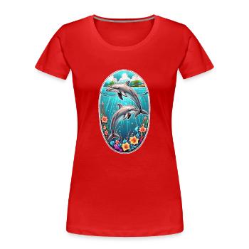 Delfin & Ozean - Frauen Premium Bio T-Shirt - Rot - Vorne - Mia (176cm)