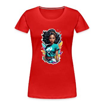Afro Frau - Schönheit - Frauen Premium Bio T-Shirt - Rot - Vorne - Mia (176cm)