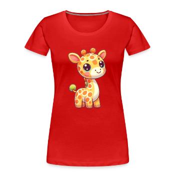 kindlich gestaltete Giraffe - Frauen Premium Bio T-Shirt - Rot - Vorne - Mia (176cm)