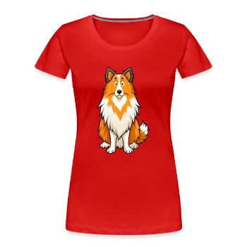 Alert Shetland Schäferhund Digitale Kunst - Frauen Premium Bio T-Shirt - Rot - Vorne - Mia (176cm)