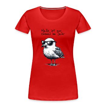 Chemise Malle’s Only Once a Year Mallorca Seagull - T-shirt bio Premium Femme - rouge - Devant - Mia (176cm)