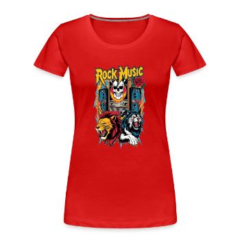 Rock music lion, wolf and skull - Women's Premium Organic T-Shirt - red - Front - Mia (176cm)