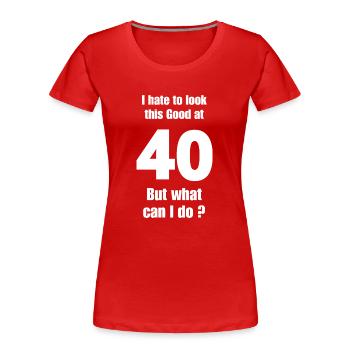 40e anniversaire - T-shirt bio Premium Femme - rouge - Devant - Mia (176cm)