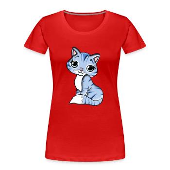 Katze Kätzchen Mietze Mietzekatze Tier - Frauen Premium Bio T-Shirt - Rot - Vorne - Mia (176cm)