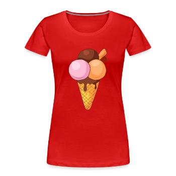 Crème glacée, crème glacée, crème glacée, crème glacée, boule, crème glacée, sundae - T-shirt bio Premium Femme - rouge - Devant - Mia (176cm)