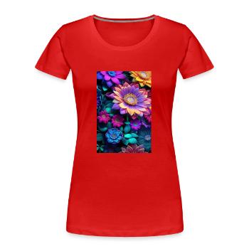 Blumen 133 - Frauen Premium Bio T-Shirt - Rot - Vorne - Mia (176cm)