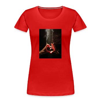 nicotine love - Frauen Premium Bio T-Shirt - Rot - Vorne - Mia (176cm)