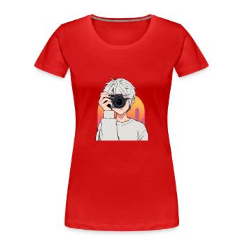 Anime-Fotograf Print – Trendy Streetwear! - Frauen Premium Bio T-Shirt - Rot - Vorne - Mia (176cm)